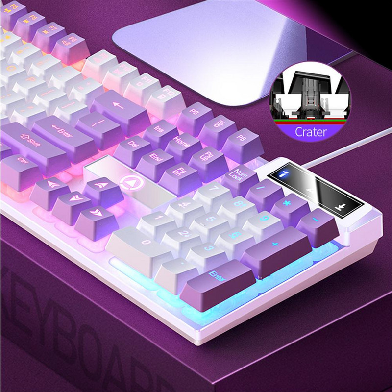 K500 mänguklaviatuur 104 klahvi Juhtmega mänguklaviatuur Taustavalgustusega mehaaniline lauaarvuti klaviatuur lauaarvuti sülearvutitele