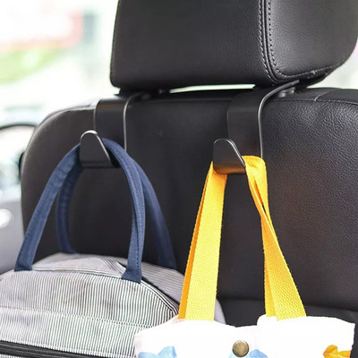 Car Vehicle Headrest Hooks Back Seat Hangers with Intimate Design Portable Organizer Holder for Handbag Purse Cloth Grocery