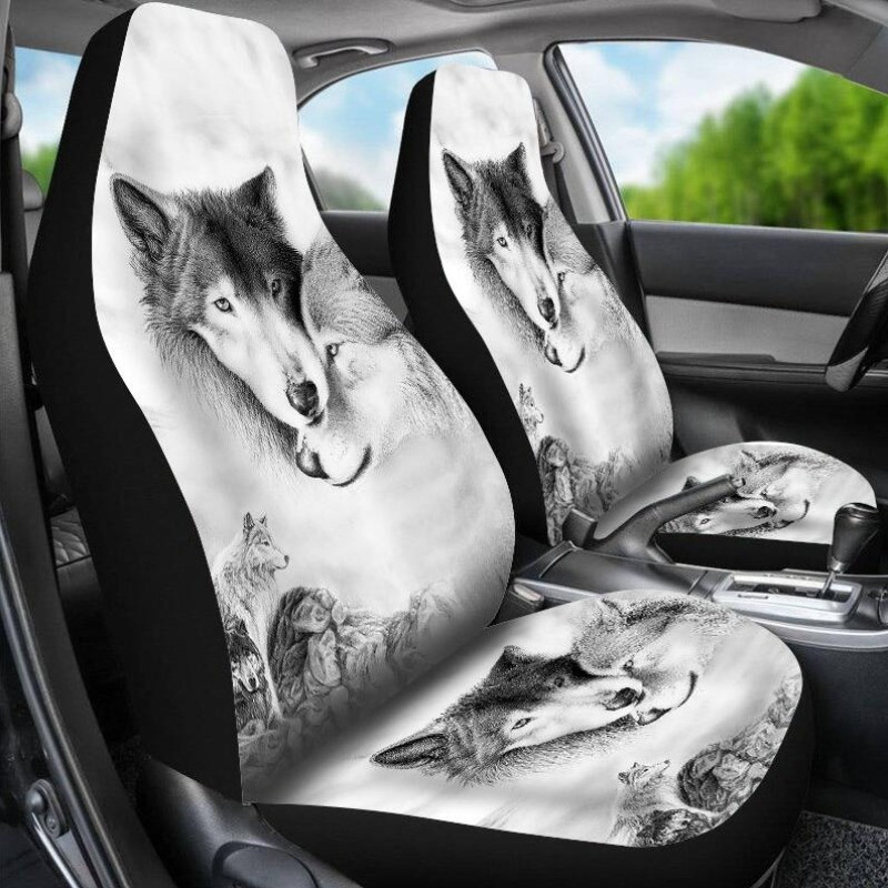 Paar Wolfi autoistmekatted Autoistmekatted esiistme katted, universaalsed, sobivad veoautode maasturitele, autotarvikud, salong, naiste istmekatted