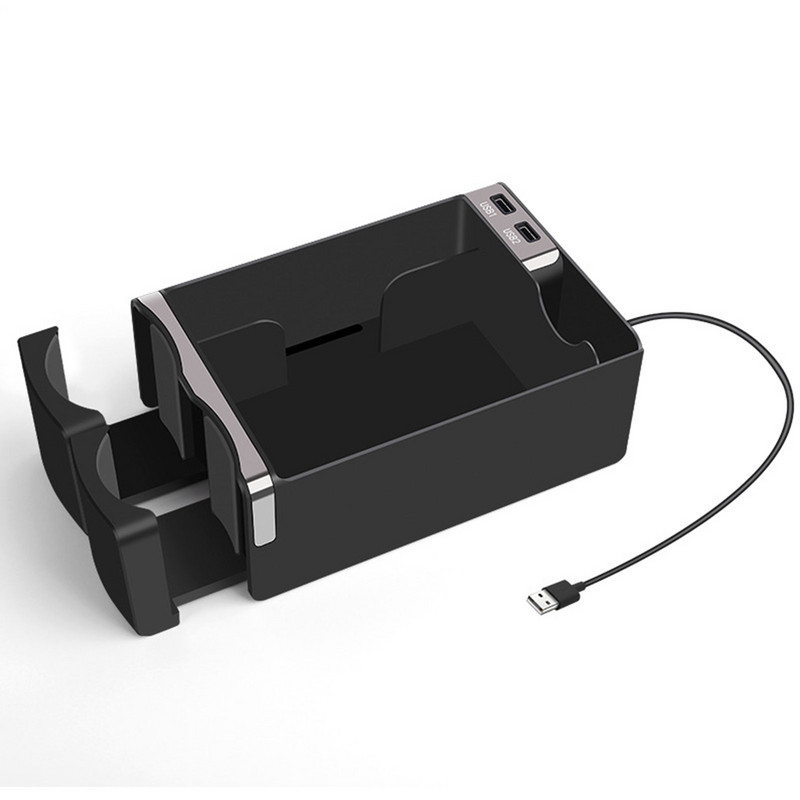 Univerzalna kutija za pohranu na naslonu za ruke za automobil s držačem za čašu Organizator na središnjoj konzoli Držač maramica s dvostrukim USB priključkom za automobil Kamion Terenska