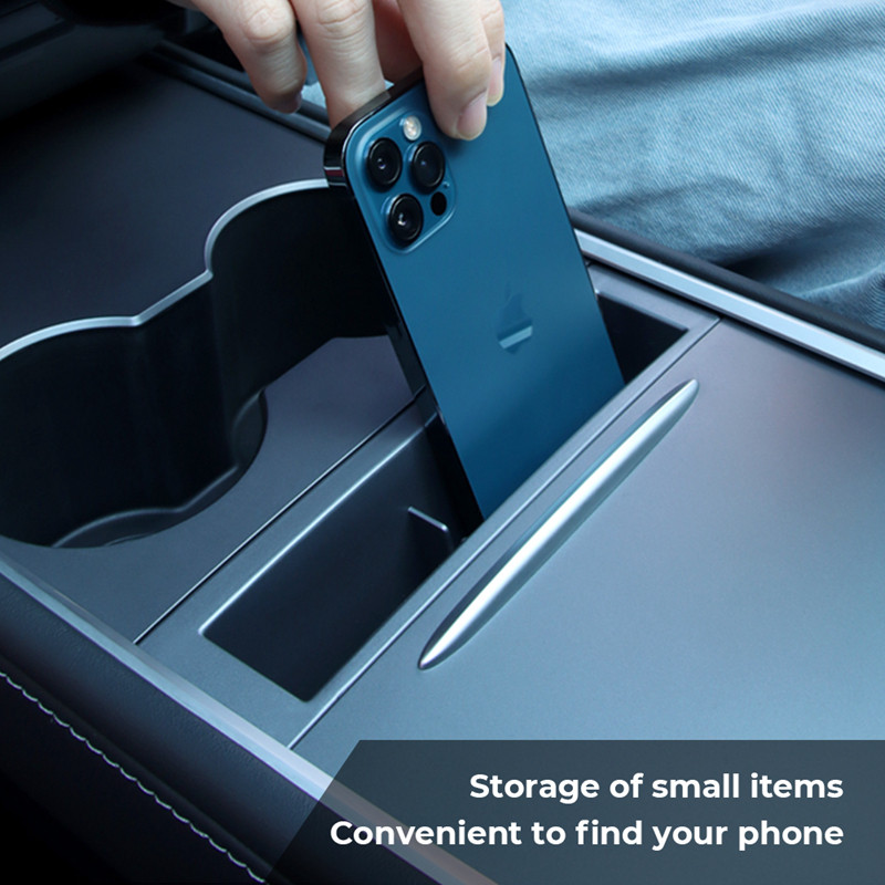 Auto keskkonsooli käetoe hoiukast Tesla mudeli Y mudelile 3 2021-2023 sisseehitatud kaardivõtmega telefoni laadimiskaabli karp