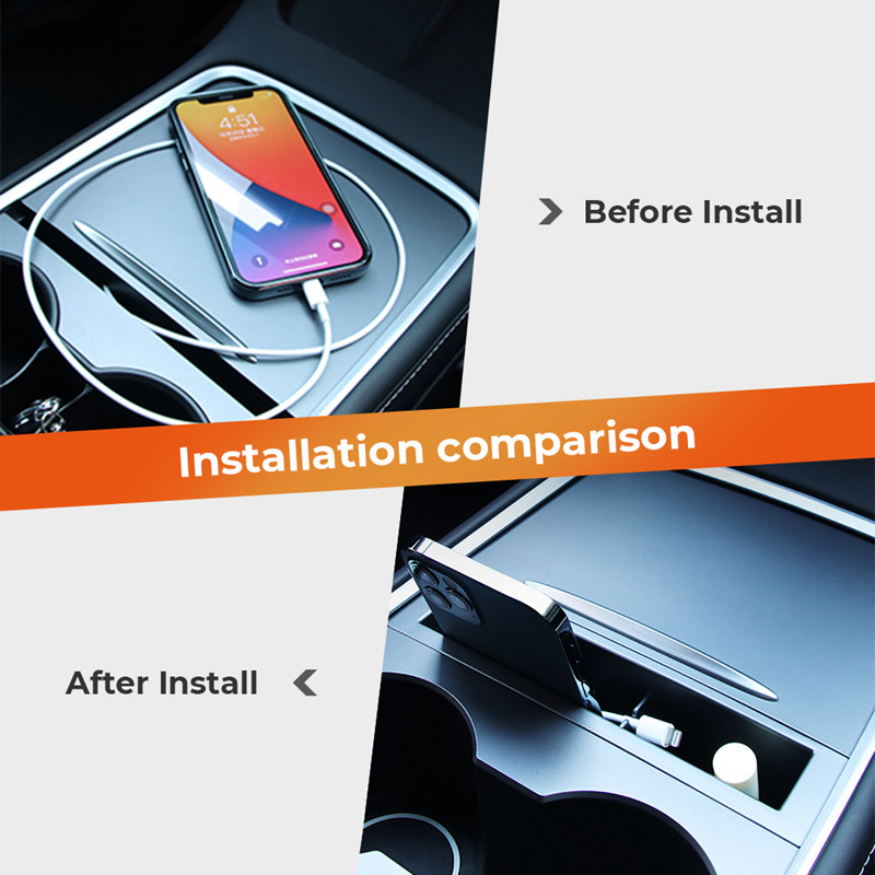 Auto keskkonsooli käetoe hoiukast Tesla mudeli Y mudelile 3 2021-2023 sisseehitatud kaardivõtmega telefoni laadimiskaabli karp