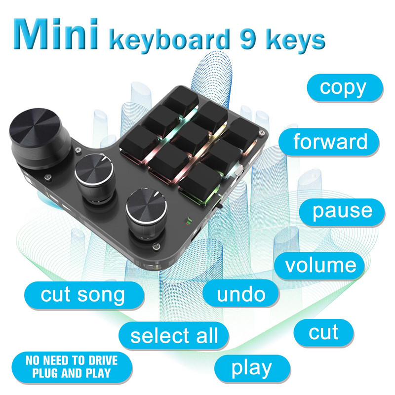 Programmeerimismakro kohandatud klaviatuur nupuga RGB kopeerimiskleebi mininupp Photoshopi mängu mehaaniline klaviatuur Hotswap makropadi