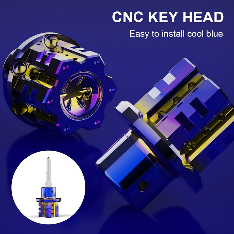 Capac universal pentru chei CNC pentru motociclete Hexagon ars din titan Breloc pentru cap Carcasă decorativă Modificată pentru chei Accesorii pentru mașină