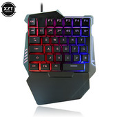 Tastatură de joc cu fir USB G7 cu iluminare de fundal LED color 35 de taste Cotieră lată Tastatură cu o mână Tastatură de joc mecanică RGB