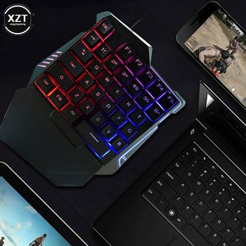 G7 USB кабелна клавиатура за игри с цветна LED подсветка 35 клавиша Широк подлакътник Клавиатура за една ръка RGB механична клавиатура за игри