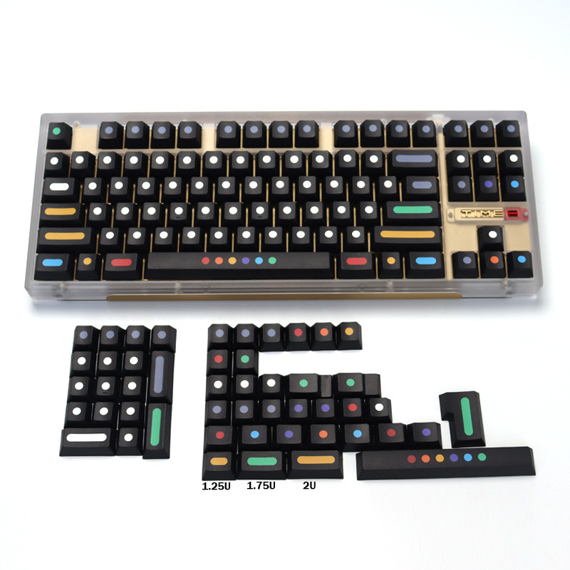135 klavišai GMK Black Dots Klaviatūros dangteliai Cherry Profile PBT DYE antrinė mechaninė klaviatūros klaviatūra skirta MX jungikliui su 1,7U 2U Shift 6,25U 7U