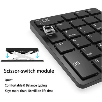 Jomaa Silver Wireless Number Pads Акумулаторна USB цифрова клавиатура Преносима клавиатура за финансово счетоводство с номера за лаптоп