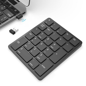 Jomaa Silver Wireless Number Pads Акумулаторна USB цифрова клавиатура Преносима клавиатура за финансово счетоводство с номера за лаптоп