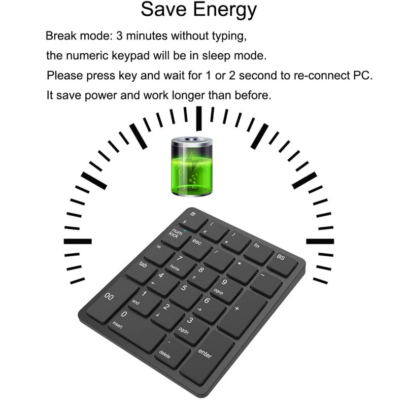 Jomaa srebrna bežična numerička tipkovnica, punjiva USB numerička tipkovnica, prijenosna financijsko računovodstvena numerička tipkovnica za prijenosno računalo