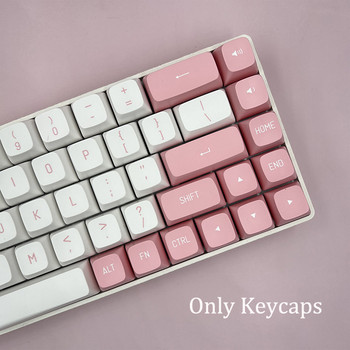 149 клавиша, подобни на Cherry CSA профил PBT клавишни капачки за Mx Switch Механична клавиатура за игри Double Shot Pink White Cute Keycap Направи си сам