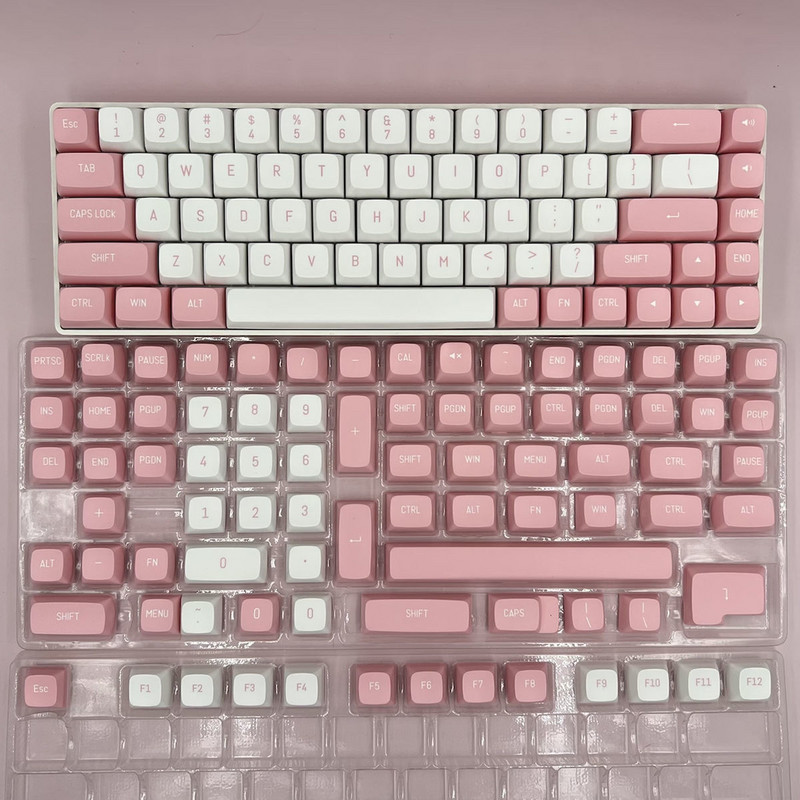 149 Keys Similar Cherry CSA προφίλ PBT Keycaps for Mx Switch Mechanical Keyboard Gaming Double Shot Pink White Cute Keycap DIY