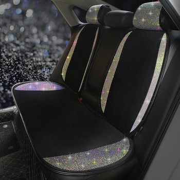 Σετ καλύμματα καθίσματος αυτοκινήτου Bling Εσωτερικά αξεσουάρ για γυναίκες Διαμαντένια πλάτη κεφαλής Μαξιλάρι προστατευτικό πίσω καθίσματος Προστατευτικό μαξιλαράκι πίσω καθίσματος