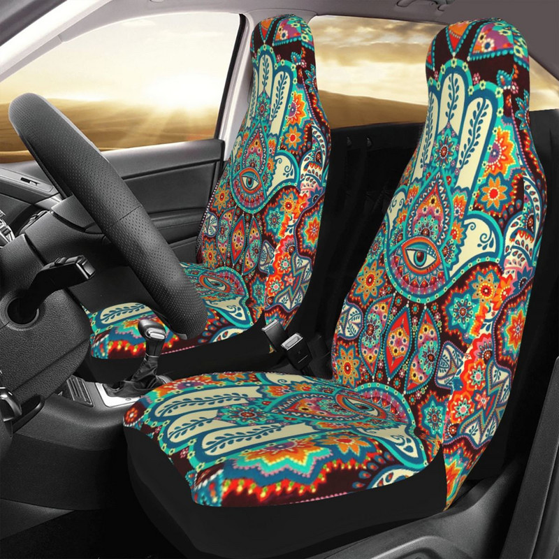 Hamsa Hand Bohemian Universal Husa Scaun Auto Impermeabil Femei Hippie Mandala Paisley Boho Covoraș Scaun Auto Fibră Vânătoare