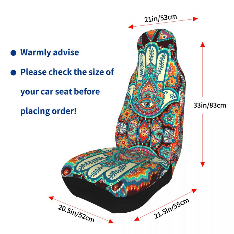 Hamsa Hand Bohemian Universal Husa Scaun Auto Impermeabil Femei Hippie Mandala Paisley Boho Covoraș Scaun Auto Fibră Vânătoare