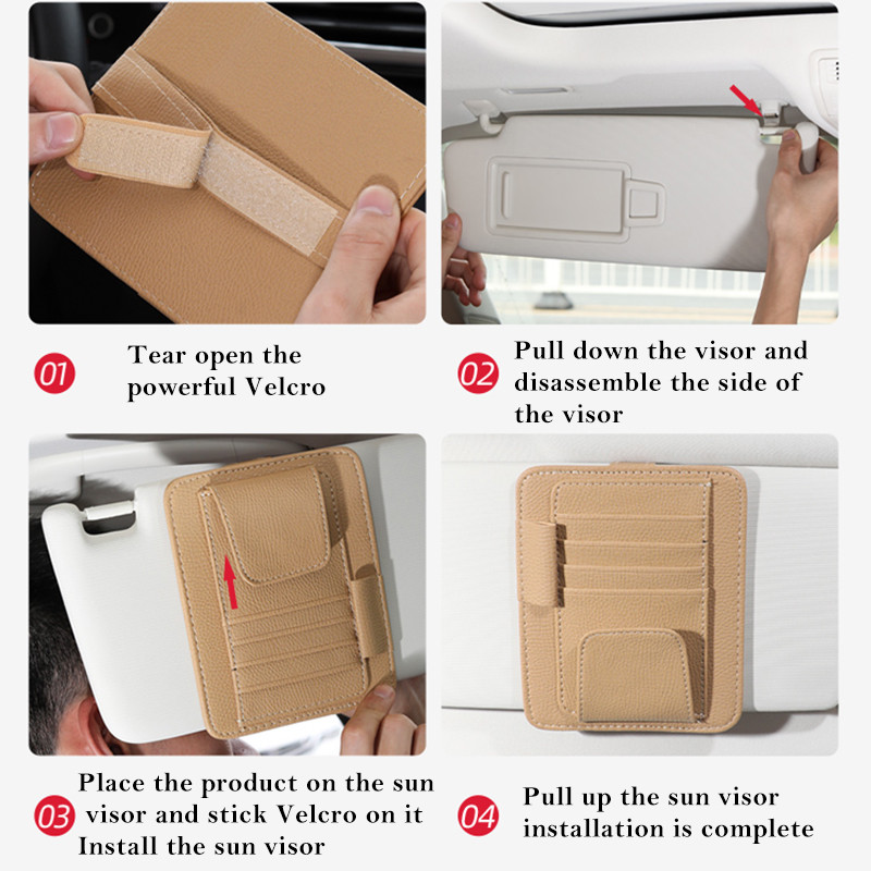 Κλιπ αντηλιακού αυτοκινήτου Γυαλιά ηλίου Πιστωτική κάρτα Λειτουργία θήκης στυλό Τσάντα αποθήκευσης για Hyundai N Tucson I30 Creta Ix35 SONATA ACCENT