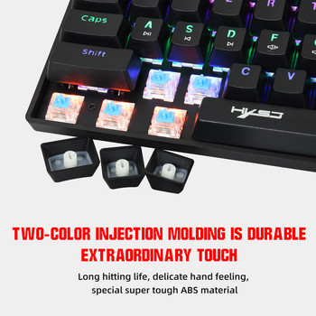 61 клавиша Мини механична геймърска клавиатура Цветна RGB подсветка със син превключвател Тип C Клавиатура за настолен компютър, лаптоп, геймър