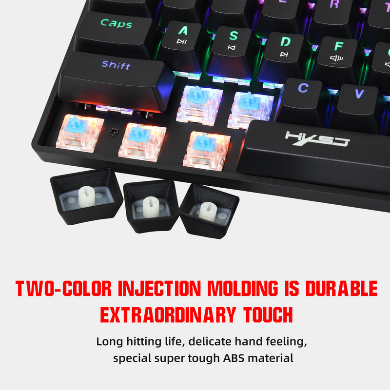 Mini tastatură mecanică pentru jocuri, cu 61 de taste, colorată, iluminată din spate, albastru, comutator, tastatură de tip C pentru PC, desktop, laptop, jucător