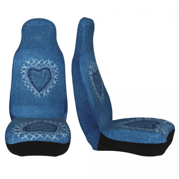 Denim Heart Универсален калъф за столче за кола Протектор Аксесоари за интериора за всички видове модели Шарка Подложка за столче за кола Fiber Car Styling