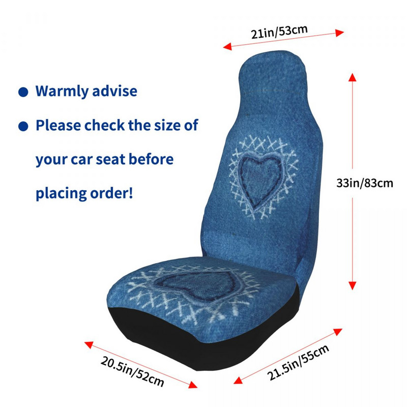 Προστατευτικό κάλυμμα καθίσματος αυτοκινήτου Universal τζιν Heart Εσωτερικά αξεσουάρ για όλα τα είδη Μοντέλα Μοτίβο πατάκι καθίσματος αυτοκινήτου Στυλ αυτοκινήτου με ίνες