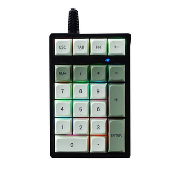 Механична цифрова клавиатура Зелена ос RGB USB кабелна клавиатура Компютърна цифрова клавиатура 21 клавиша PBT- Keycap за лаптоп Касиер Drop Shipping