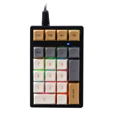 Mehaaniline numbriklaviatuur Roheline telg RGB USB juhtmega klaviatuur Arvuti numbriklahv 21 klahviga PBT- klahvikork sülearvuti jaoks kassasse saatmine