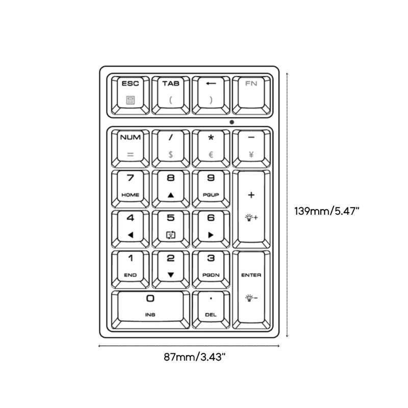 Μηχανικό αριθμητικό πληκτρολόγιο Πράσινο άξονα RGB USB ενσύρματο πληκτρολόγιο υπολογιστή Numpad 21 πλήκτρων PBT- Keycap για φορητό υπολογιστή Ταμείο Drop Shipping