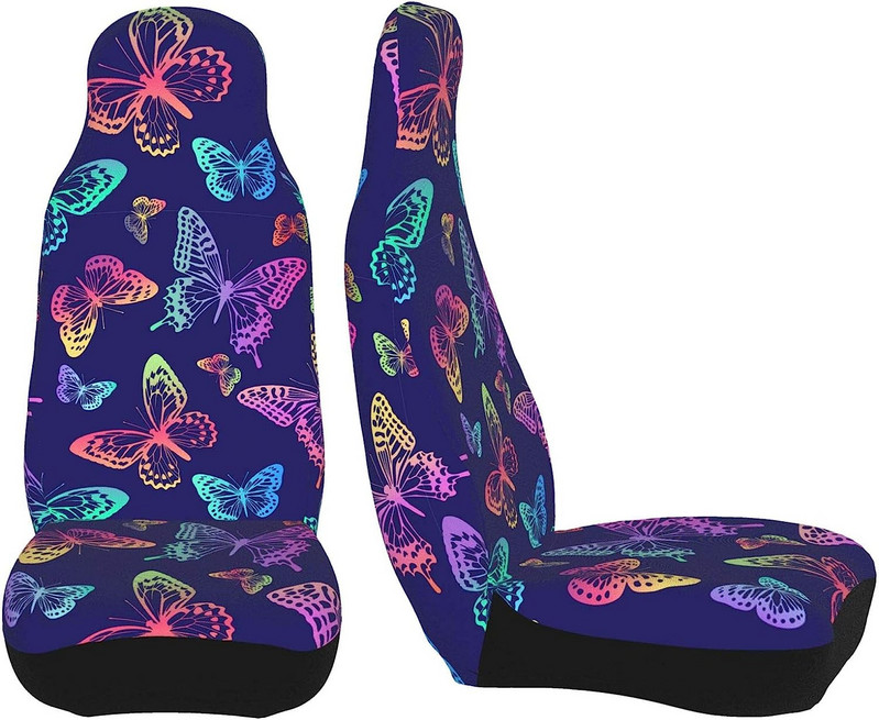 Värvilised Rainbow Butterflies Vintage 2 tk Autoistme katted Sõiduki esiistmekaitse Auto salongitarvikud Kaitsjad