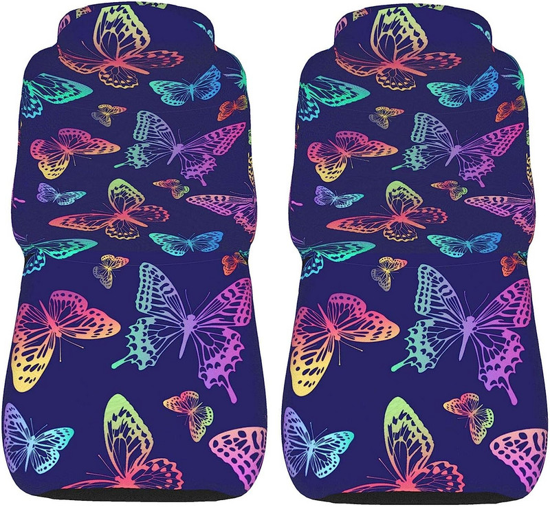 Värvilised Rainbow Butterflies Vintage 2 tk Autoistme katted Sõiduki esiistmekaitse Auto salongitarvikud Kaitsjad