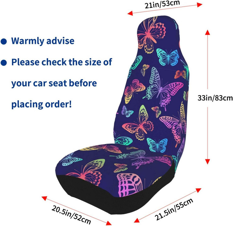 Värvilised Rainbow Butterflies Vintage 2 tk Autoistme katted Sõiduki esiistmekaitse Auto salongitarvikud Kaitsjad