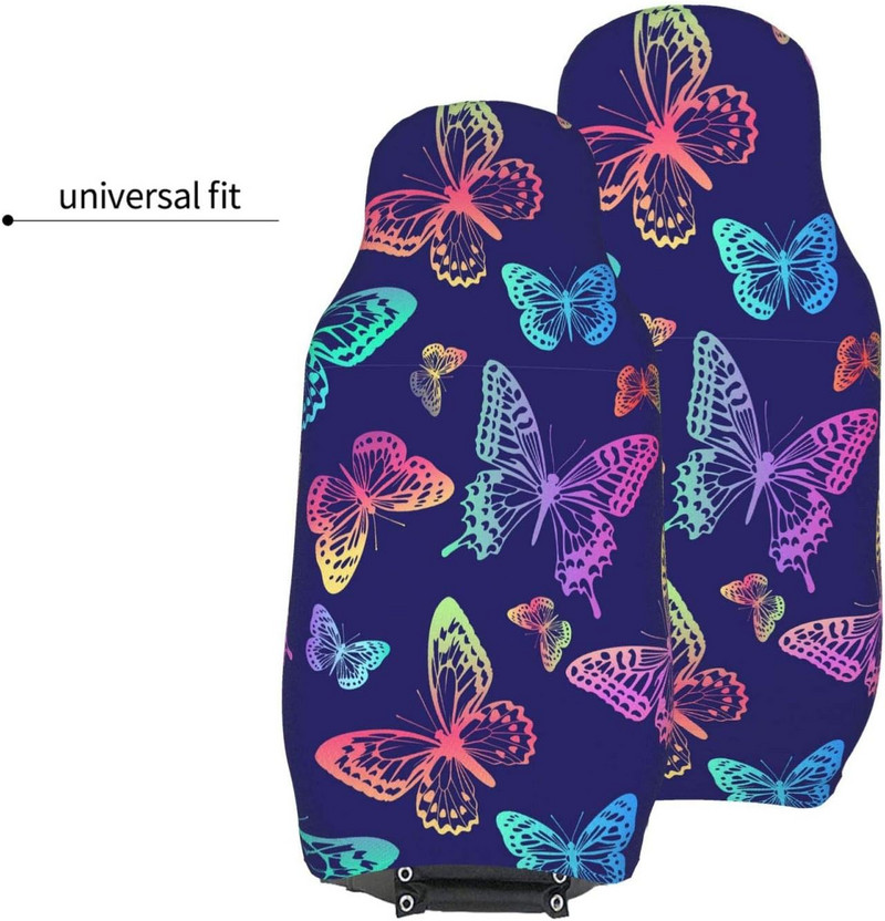 Värvilised Rainbow Butterflies Vintage 2 tk Autoistme katted Sõiduki esiistmekaitse Auto salongitarvikud Kaitsjad