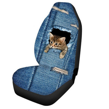 Калъф за столче за кола Универсален автоматичен калъф за седалка с принт на котка Полиестерни влакна Възглавница за столче за кола Протектор Подложка Аксесоари