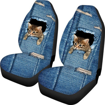 Autósülés huzat Univerzális Auto Cat Print Üléstok Poliészter Fiber Autóülés Párna Védő Szőnyeg Párna Tartozékok