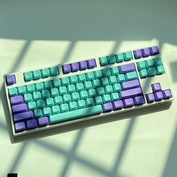 106 клавиша Purple Cyan Keycaps PBT Keycap с подсветка Двуцветен OEM профил за MX Switch 61/87/104 Механична клавиатура