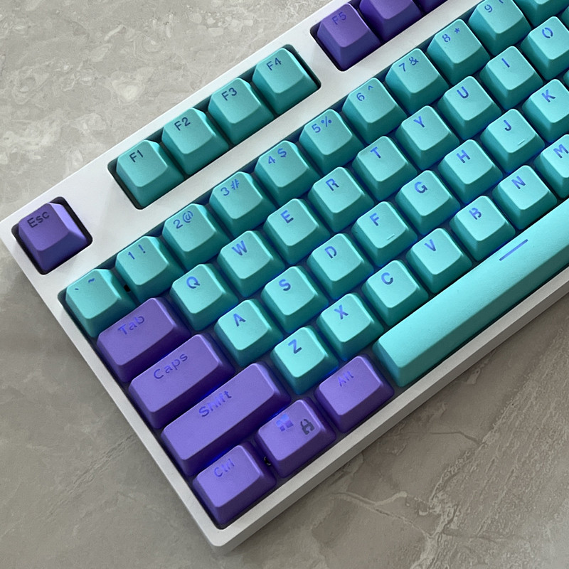 106 tipki Ljubičasto cijan tipke PBT tipke s pozadinskim osvjetljenjem Dvobojni OEM profil za MX Switch 61/87/104 Mehanička tipkovnica