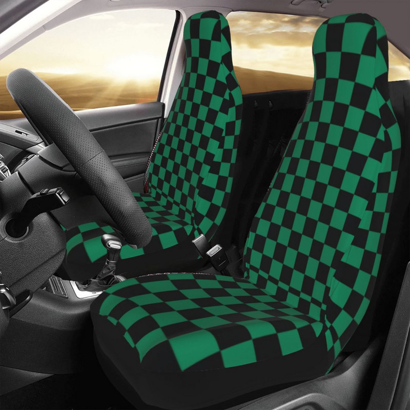 „Demon Slayer Tanjirou Pattern Anime“ universalus automobilio sėdynės užvalkalas „Four Seasons“ moteriškos šachmatinės lentos sėdynės pagalvėlės / užvalkalo automobilio priedai