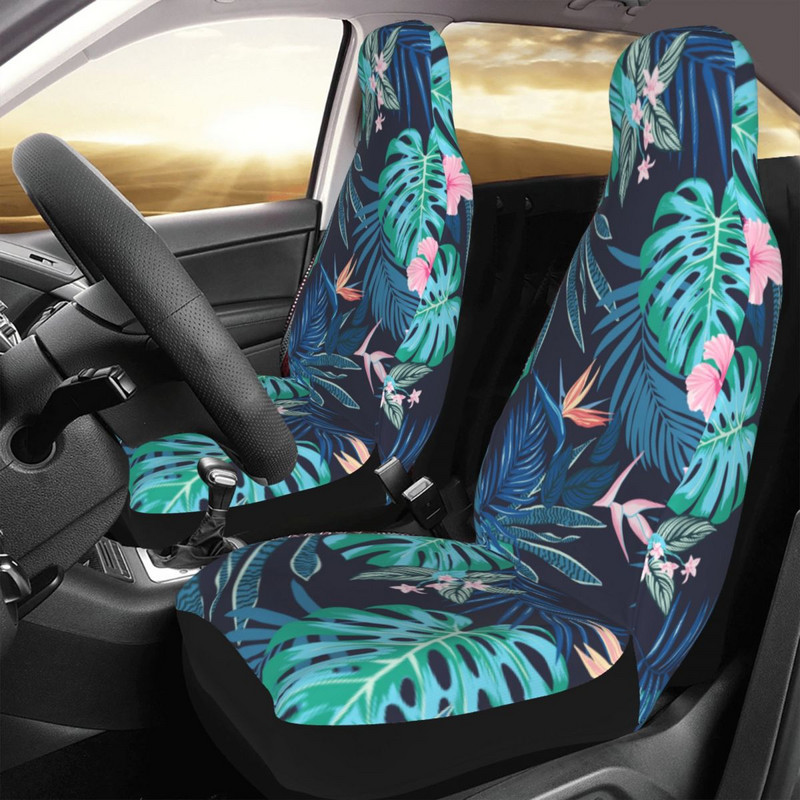 Husă universală pentru scaun auto, frunze tropicale de palmier de vară, interior auto AUTOYOUTH, pernă pentru scaun auto, poliester, vânătoare