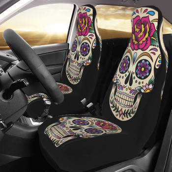 Day Of The Dead Sugar Skull With Rose Tile Κάλυμμα καθίσματος αυτοκινήτου Universal Four Seasons Γυναικείο Ματ καθίσματος αυτοκινήτου Πολυεστέρας Κυνήγι