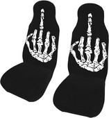 Καλύμματα καθισμάτων αυτοκινήτου Skull Middle Finger για γυναίκες Προστατευτικό κάλυμμα μπροστινού καθίσματος Ανθεκτικό στη σκόνη Άνετα αντιολισθητικά αξεσουάρ αυτοκινήτου