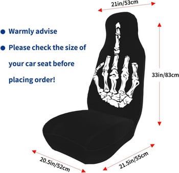 Череп, среден пръст, калъфи за столчета за кола за жени, предна седалка, протектор, устойчив на прах, удобни, неплъзгащи се аксесоари за кола