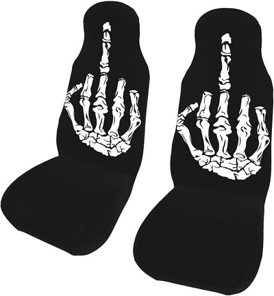 Huse pentru scaune auto cu degetul mijlociu cu craniu pentru femei Protector pentru husa scaunului din fata rezistent la praf Accesorii confortabile antiderapante pentru masina