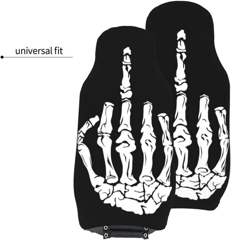 Καλύμματα καθισμάτων αυτοκινήτου Skull Middle Finger για γυναίκες Προστατευτικό κάλυμμα μπροστινού καθίσματος Ανθεκτικό στη σκόνη Άνετα αντιολισθητικά αξεσουάρ αυτοκινήτου
