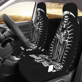 La Santa Muerte Универсален калъф за столче за кола Автомобилен интериор Подходящ за всички видове модели Череп Възглавница за столче за кола Плат Протектор за седалка