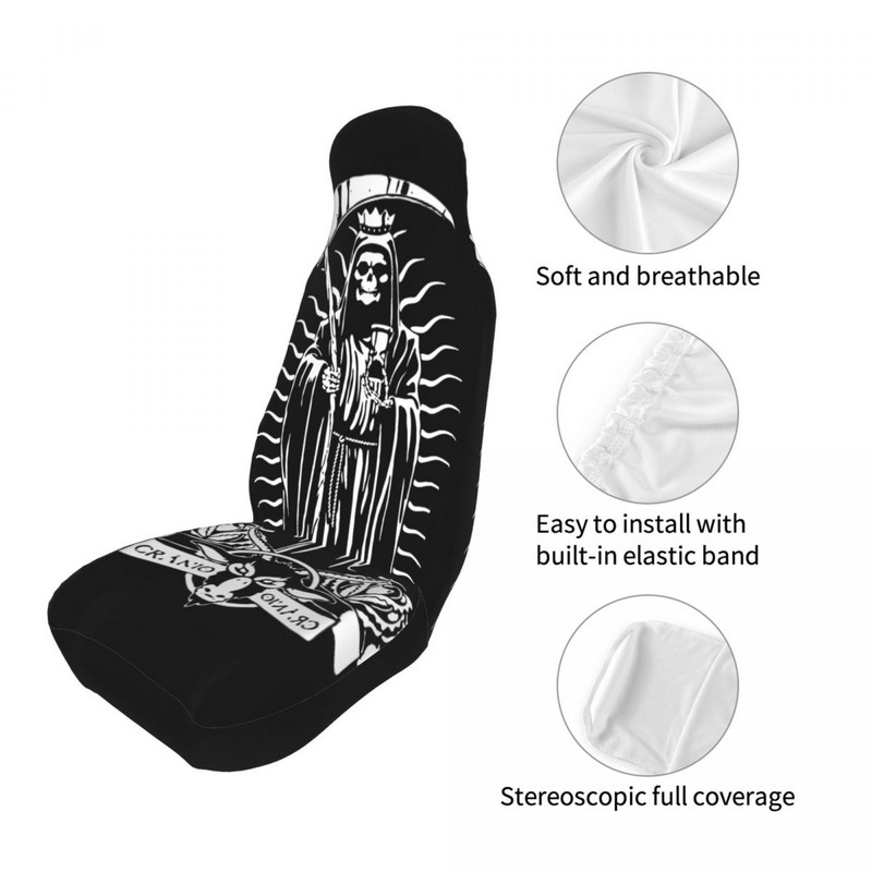 La Santa Muerte Universal κάλυμμα καθίσματος αυτοκινήτου Auto εσωτερικό Κατάλληλο για όλα τα είδη Μοντέλα Skull Car Seat Cushion Υφασμάτινο προστατευτικό καθίσματος