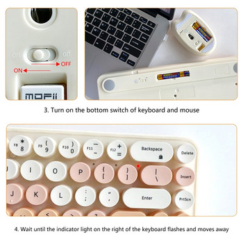 2.4GHz 68Keys безжична клавиатура за пишеща машина с 3 DPI мишка за настолен лаптоп