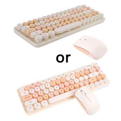 Tastatură fără fir pentru mașină de scris, 2,4 GHz, 68 taste, cu mouse de 3 DPI pentru laptop, desktop