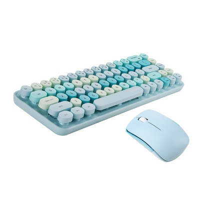 Tastatură fără fir pentru mașină de scris, 2,4 GHz, 68 taste, cu mouse de 3 DPI pentru laptop, desktop