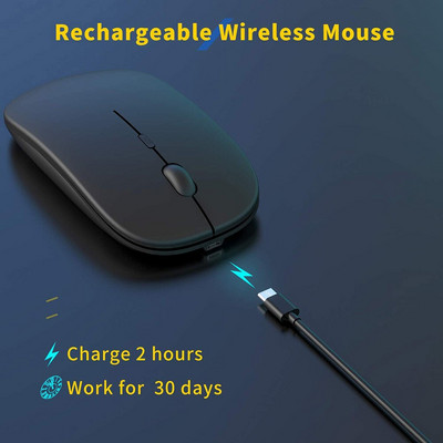 Mouse pentru jocuri fără fir reîncărcabil, portabil, ergonomic, silențios și magic, potrivit pentru computere portabile, tablete, iPad-uri, telefoane