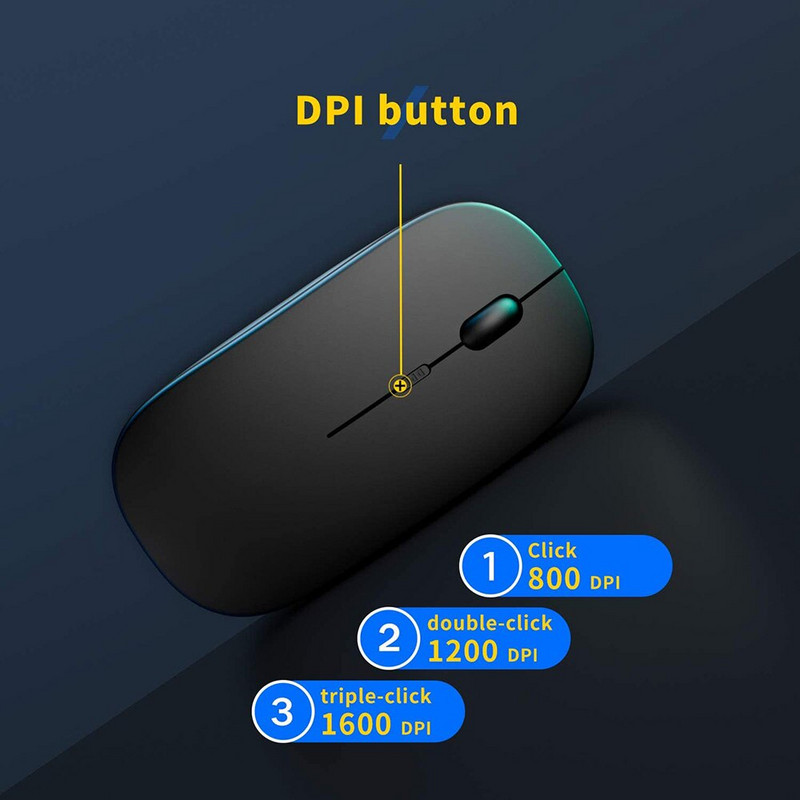 Mouse pentru jocuri fără fir reîncărcabil, portabil, ergonomic, silențios și magic, potrivit pentru computere portabile, tablete, iPad-uri, telefoane