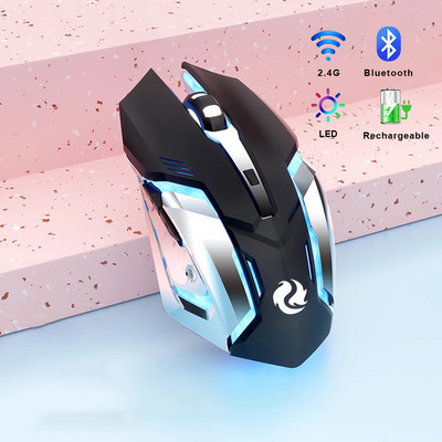 Gaming miš punjivi 2.4G bežični Bluetooth miš Mute Ergonomski miš za računalo Laptop Miševi s LED pozadinskim osvjetljenjem za IOS Android